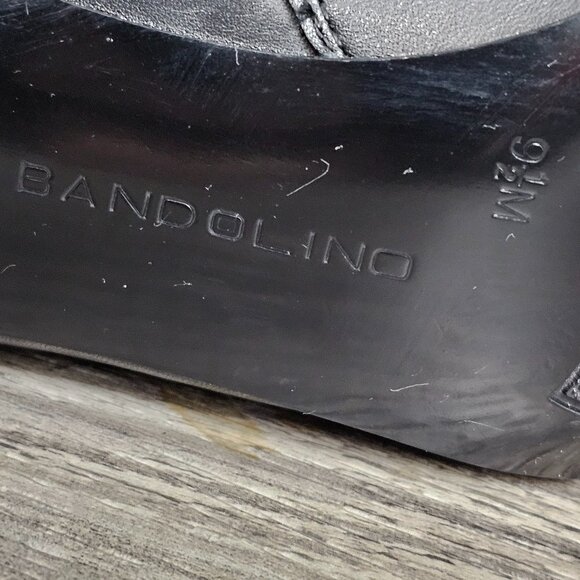 BANDOLINO Leather Zip Buckle Ankle Black Bootie Boots - Picture 9 of 12